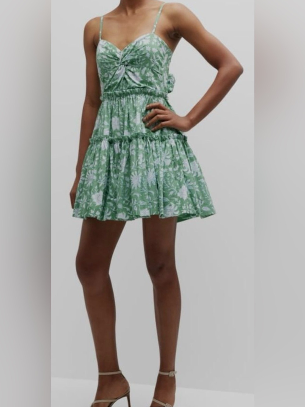 Eddy Kelsey Tie-Back Green Floral Mini Dress